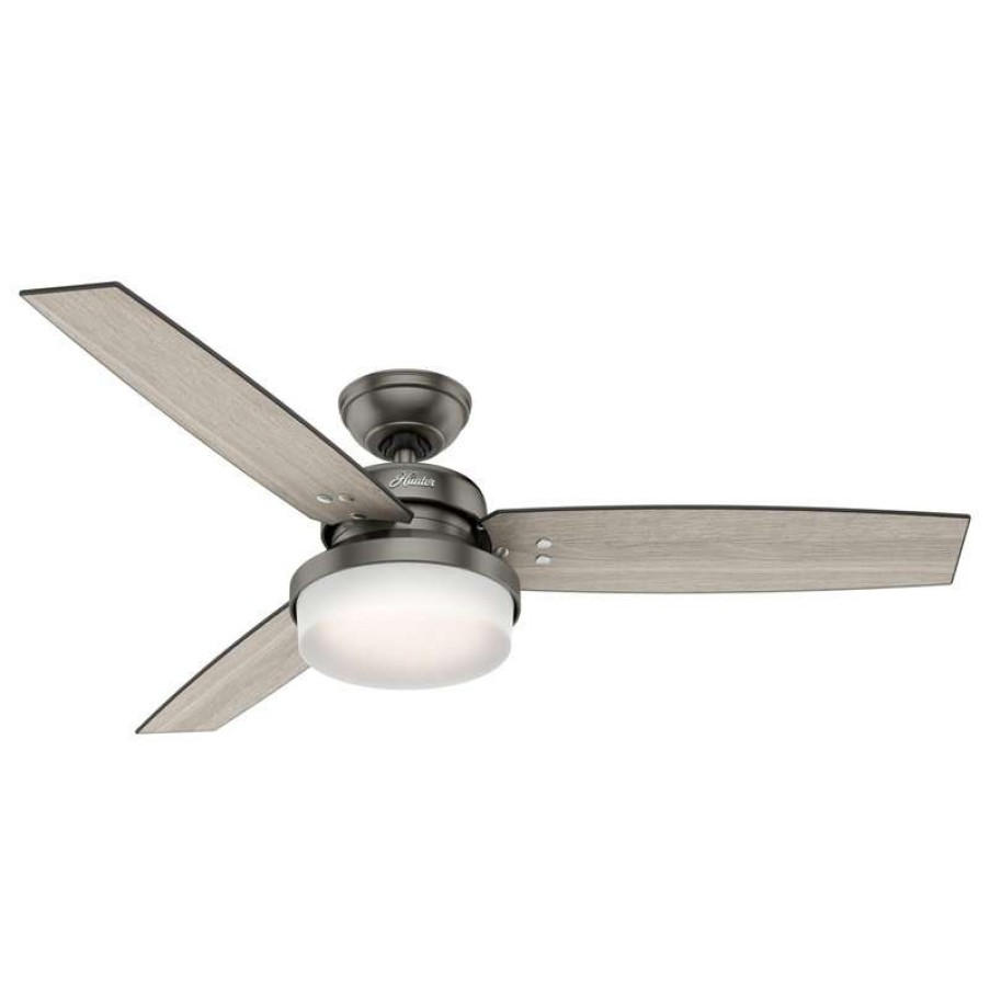 Ceiling Lighting * | Deals Hunter Fan Company 52 Sentinel Brushed Slate Ceiling Fan With Light And Remote