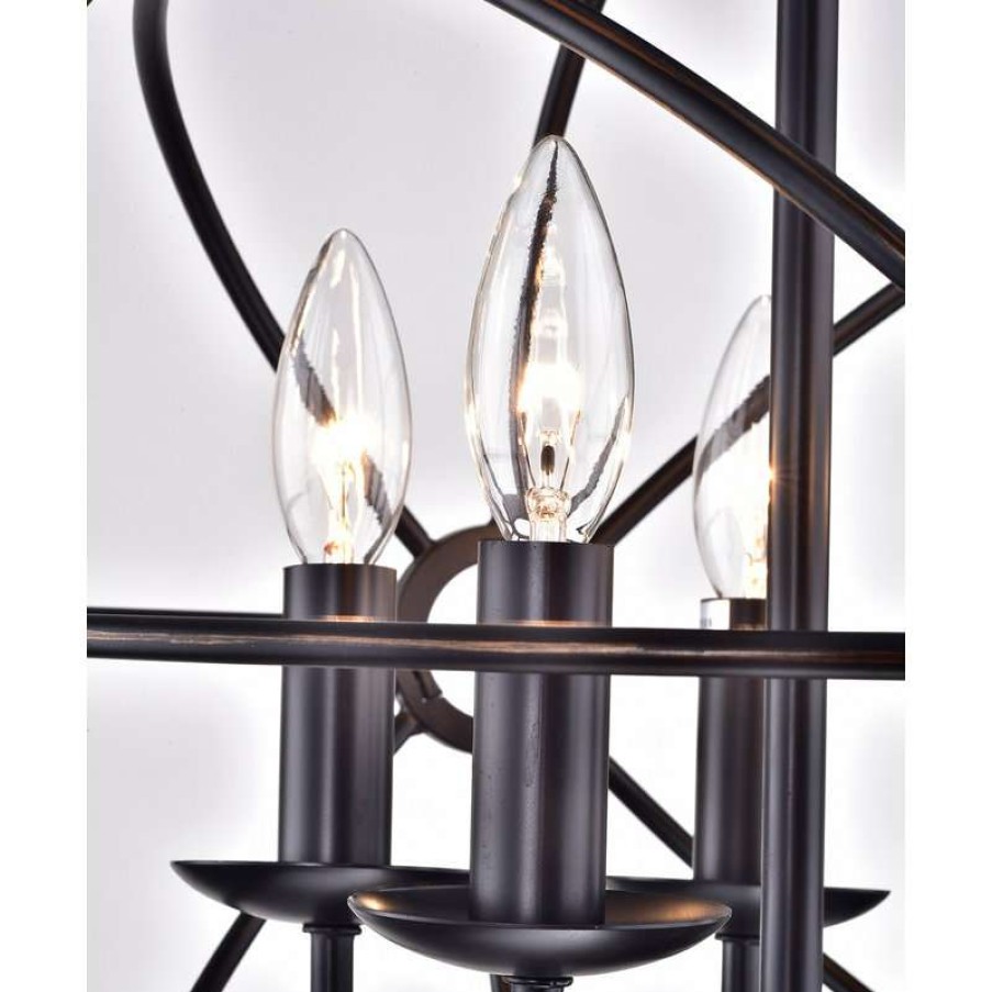 Ceiling Lighting * | Best Deal Edvivi Lighting Dover 5-Light Oil Rubbed Bronze Sphere Cage Globe Flush Mount Chandelier