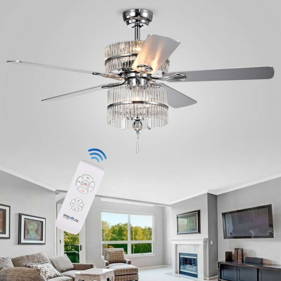 Ceiling Lighting * | Buy Warehouse Of Tiffany, Inc Wyllow Crystal 52-Inch Ceiling Fan