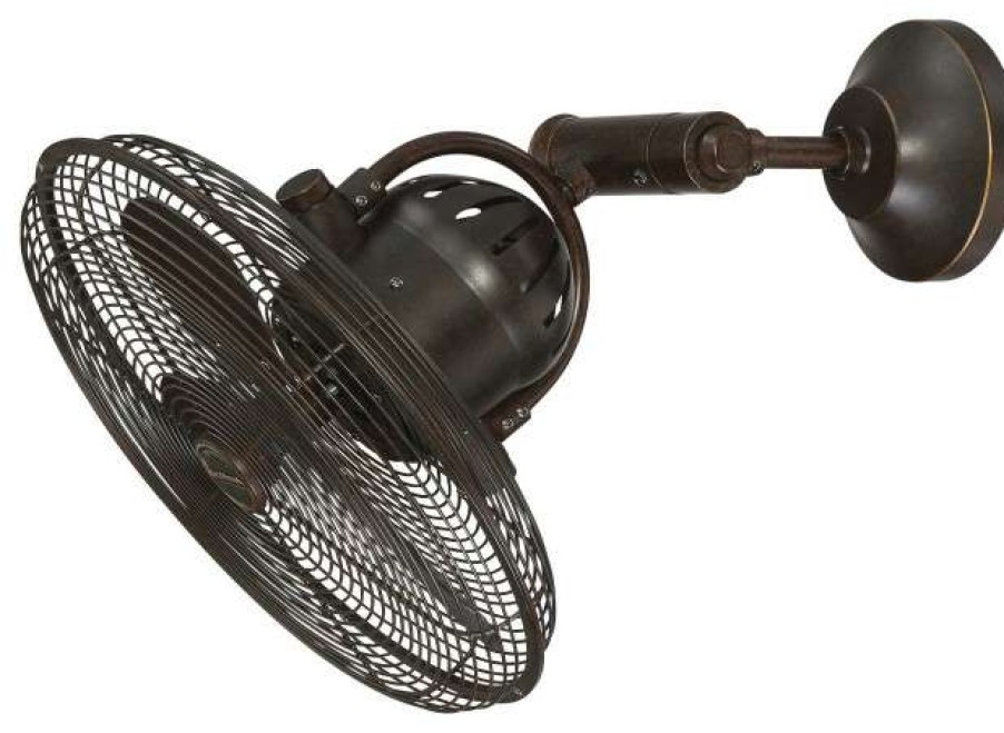 Ceiling Lighting * | Cheapest 14 Aged Bronze Cage Wall Fan W/ Adjustable Arm Craftmade Bellows Iv Bw414Ag3