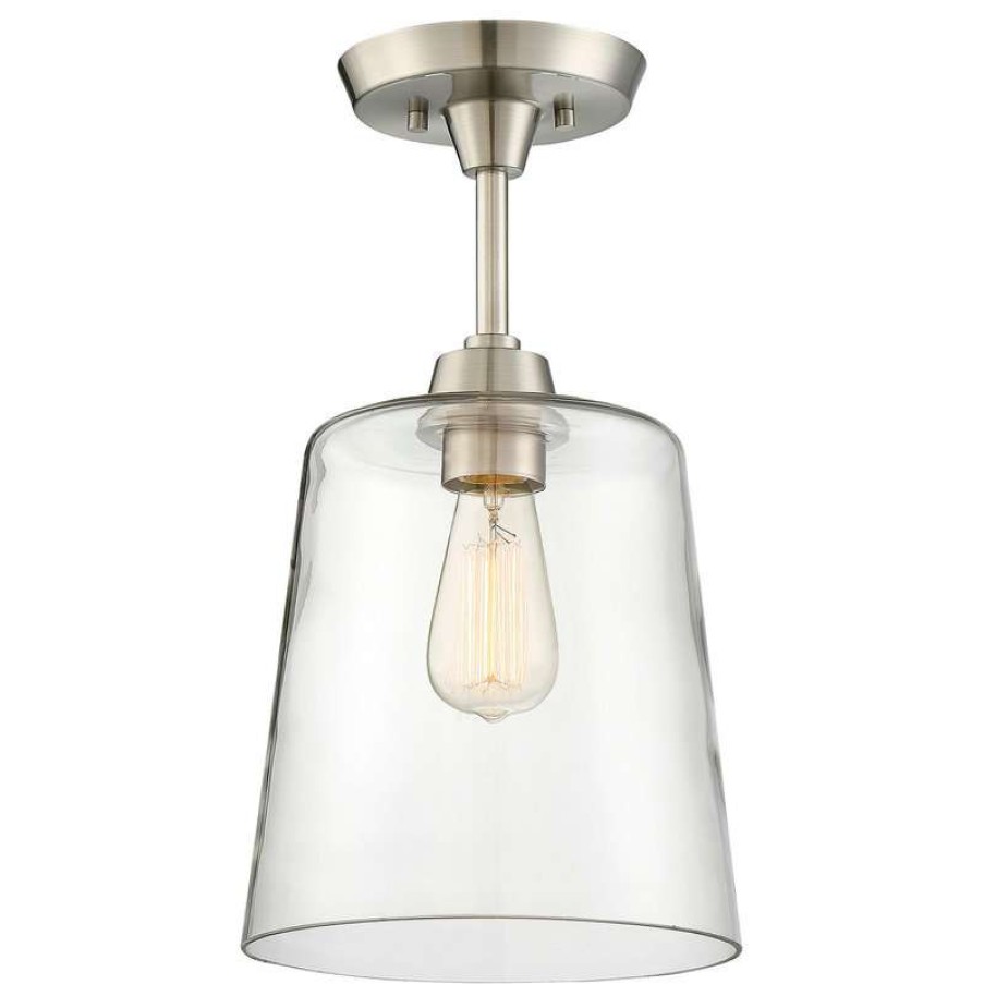 Ceiling Lighting * | Coupon Helmsman Lighting Works 1-Light Semi-Flush Mount, Brushed Nickel