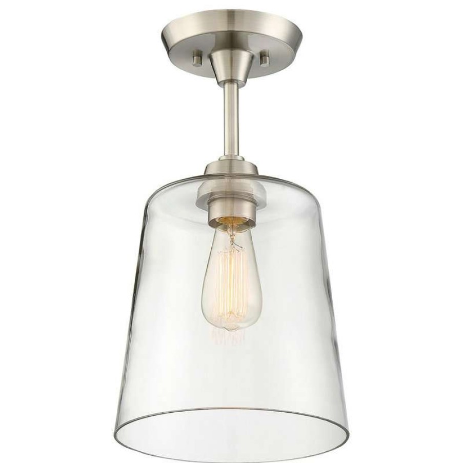 Ceiling Lighting * | Coupon Helmsman Lighting Works 1-Light Semi-Flush Mount, Brushed Nickel