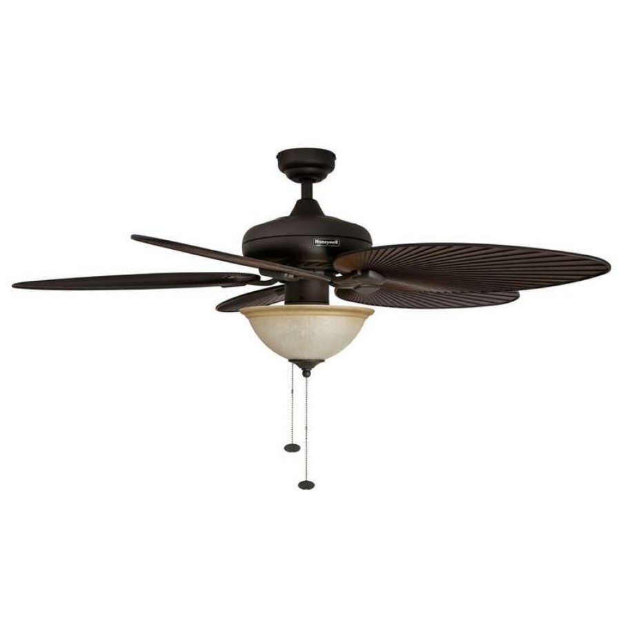 Ceiling Lighting * | Best Sale Honeywell Ceiling Fans 52 Palm Island Bronze Ceiling Fan With Bowl Light