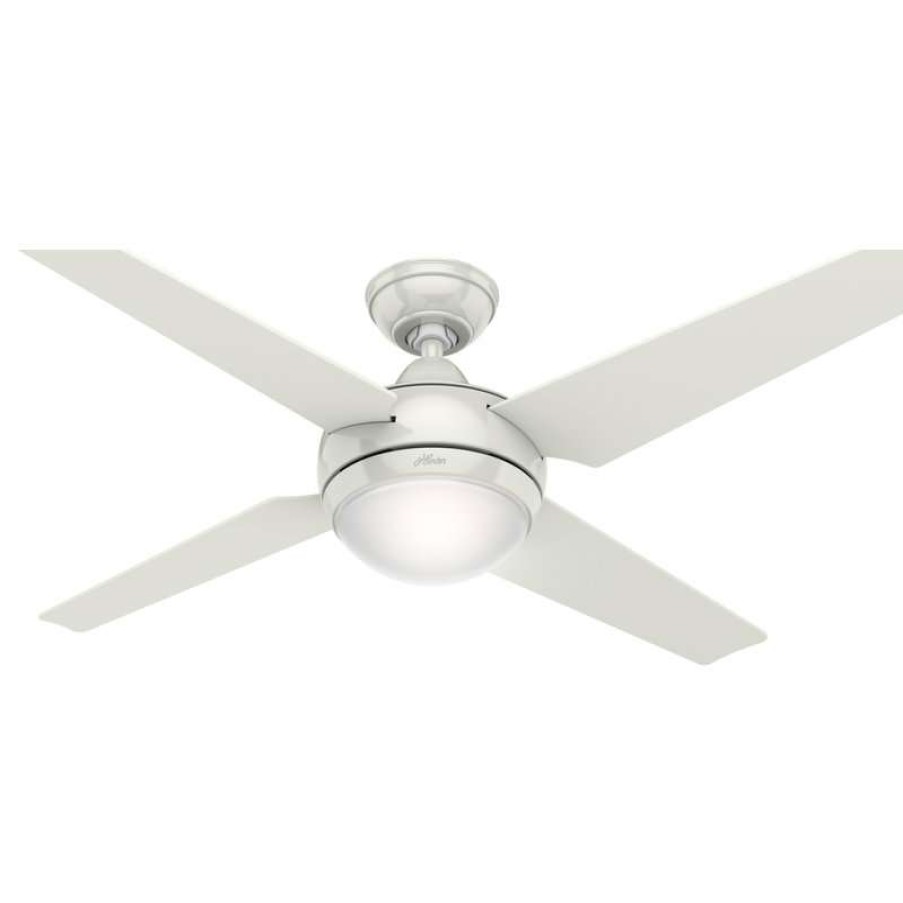 Ceiling Lighting * | Budget Hunter Fan Company Sonic Ceiling Fan With Light And Handheld Remote, White