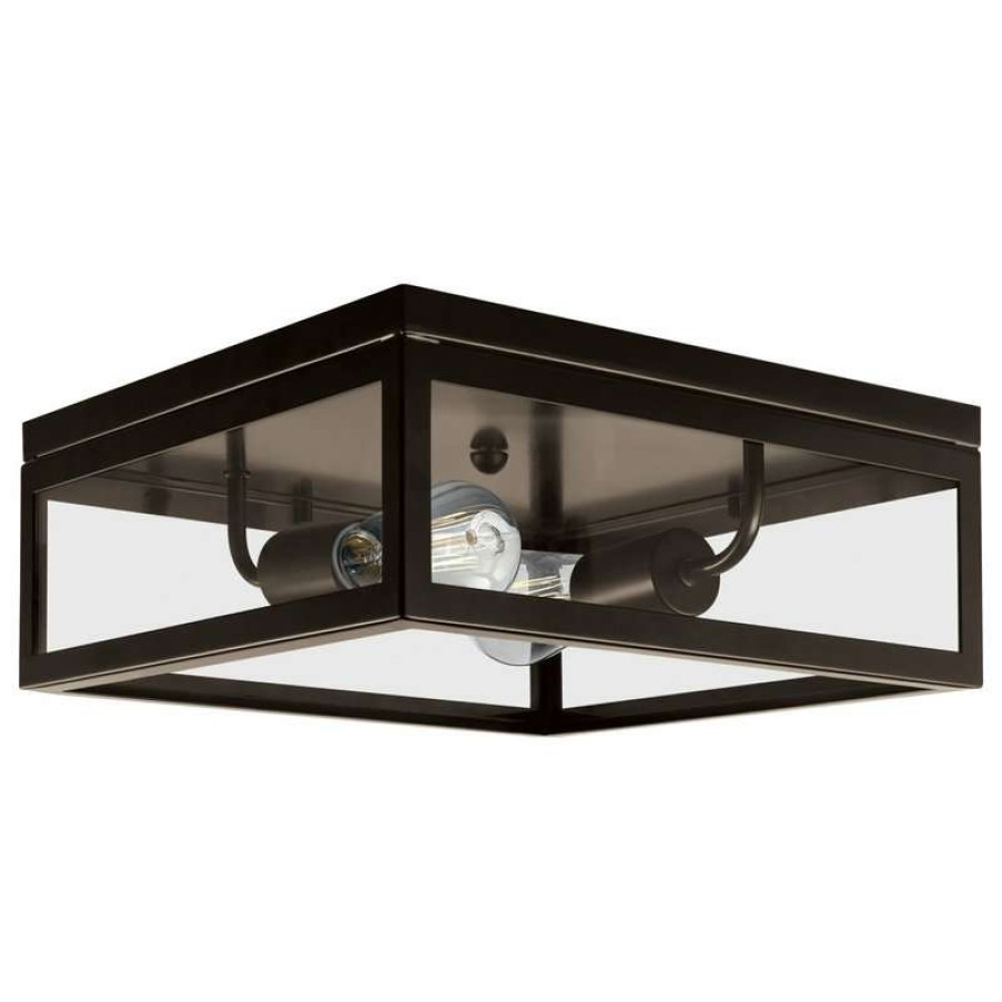 Ceiling Lighting * | Outlet Globe Electric Memphis 2-Light Dark Bronze Flush Mount Ceiling Light