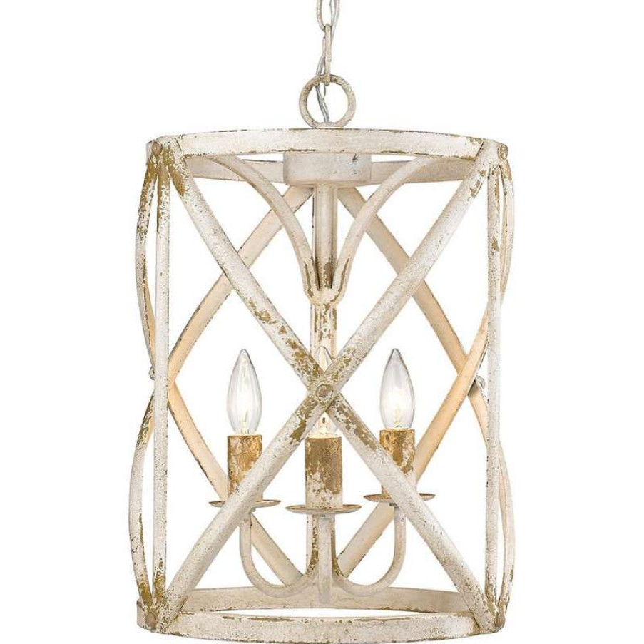 Ceiling Lighting * | Best Reviews Of Golden Lighting Alcott 3-Light Pendant, Antique Ivory