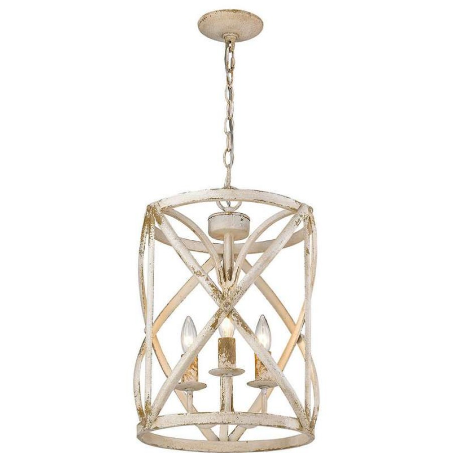 Ceiling Lighting * | Best Reviews Of Golden Lighting Alcott 3-Light Pendant, Antique Ivory