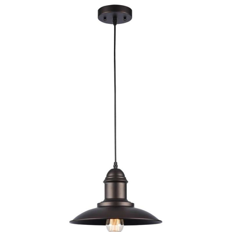 Ceiling Lighting * | Buy Chloe Lighting, Inc. Ironclad Industrial-Style 1-Light Rubbed Bronze Ceiling Mini Pendant, 12 Wide