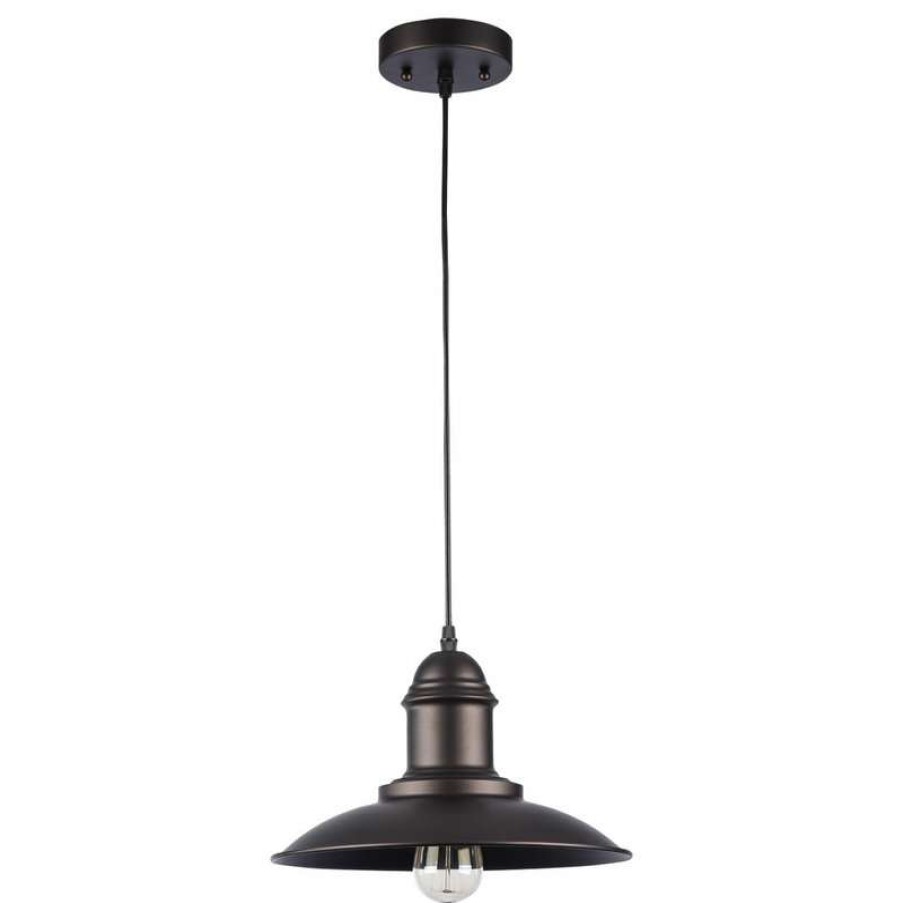 Ceiling Lighting * | Buy Chloe Lighting, Inc. Ironclad Industrial-Style 1-Light Rubbed Bronze Ceiling Mini Pendant, 12 Wide