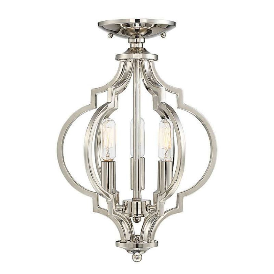 Ceiling Lighting * | Outlet Helmsman Lighting Works 3-Light Semi-Flush Mount, Polished Nickel