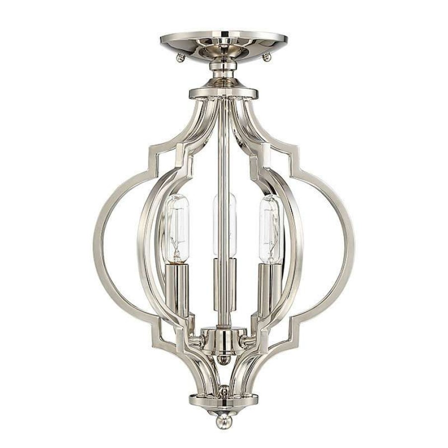 Ceiling Lighting * | Outlet Helmsman Lighting Works 3-Light Semi-Flush Mount, Polished Nickel