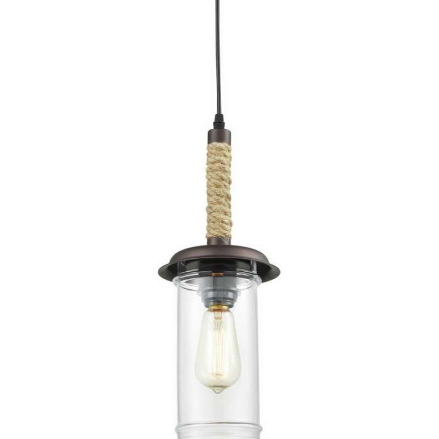 Ceiling Lighting * | Cheap Ecopower Light Llc Vintage Style Glass With Hemp Rope Pendant Lighting