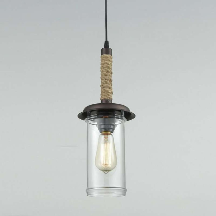 Ceiling Lighting * | Cheap Ecopower Light Llc Vintage Style Glass With Hemp Rope Pendant Lighting