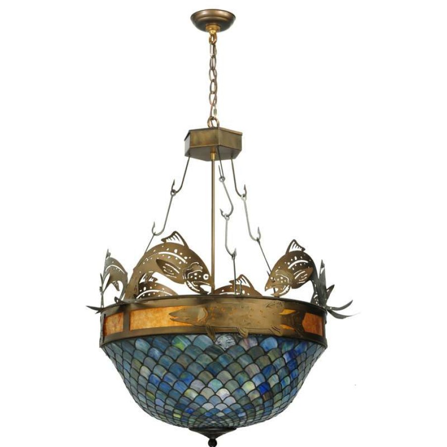 Ceiling Lighting * | Flash Sale Meyda Lighting 30W Catch Of The Day Fishscale Inverted Pendant