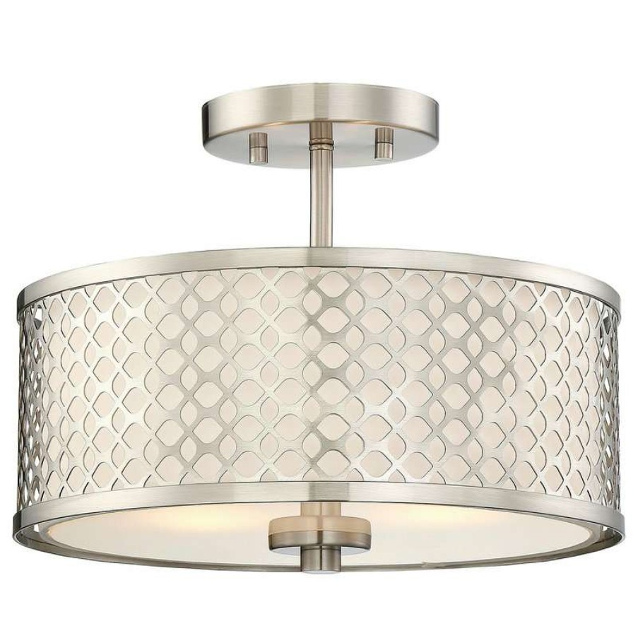 Ceiling Lighting * | Budget Helmsman Lighting Works 2-Light Semi-Flush Mount, Brushed Nickel